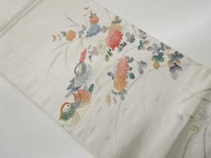金彩鴛鴦に菊模様刺繍名古屋帯